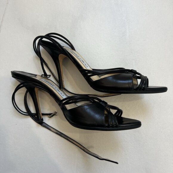 Jimmy Choo London Black Leather Strappy Heels - Picture 3 of 5
